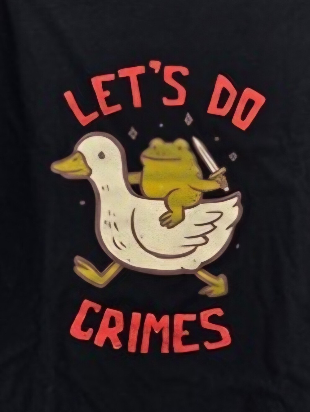 Koalastudio "Let's Do Crimes" Frog Duck Knife Graphic t shirt Large